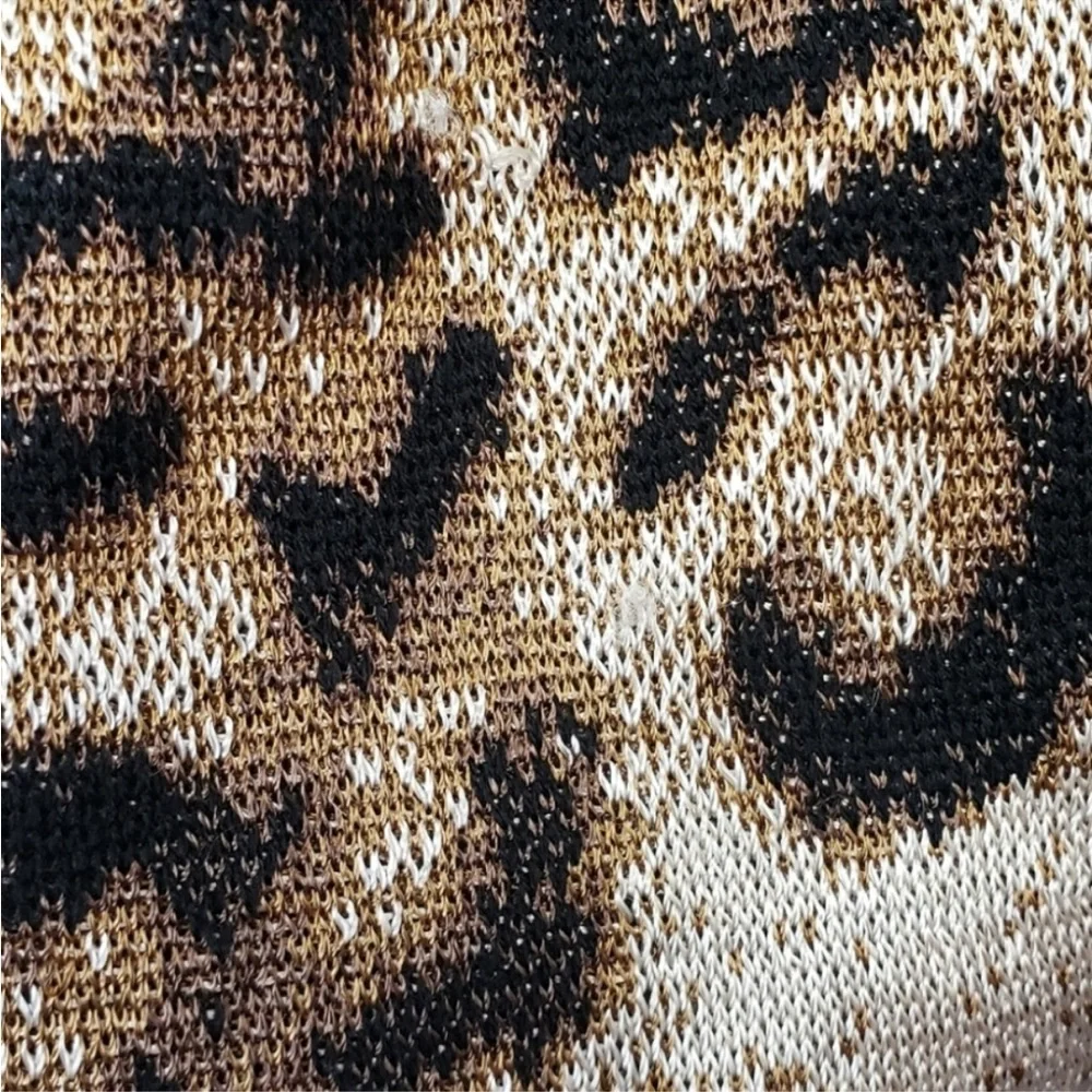 St. John Animal Print Crew Neck Sweater Medium